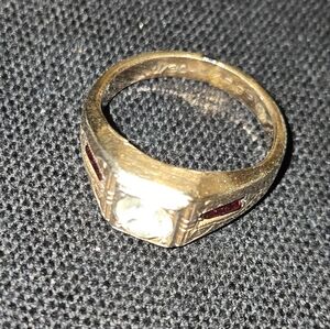 Vintage CZ, red stone 14kt rolled gold plated